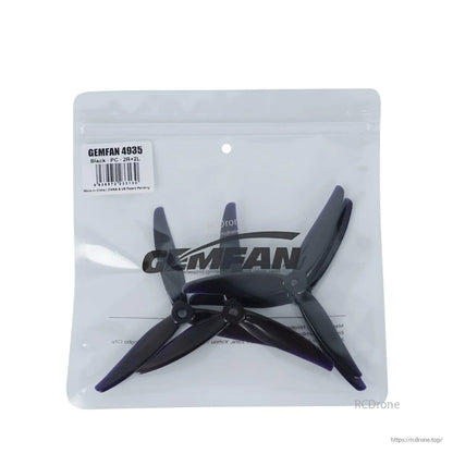 Gemfan 4935 propellers in retail bag, black set with product label visible