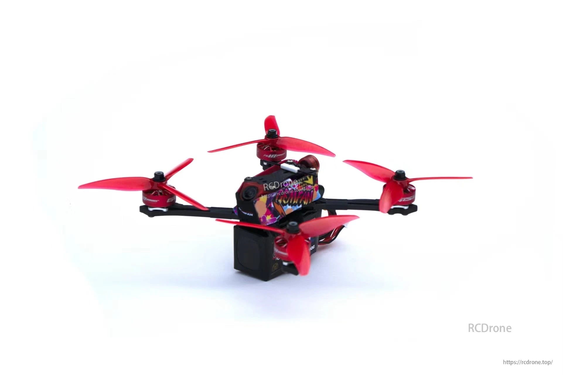 Gemfan stack saver strap installed on FPV quadcopter frame, securing battery on top plate