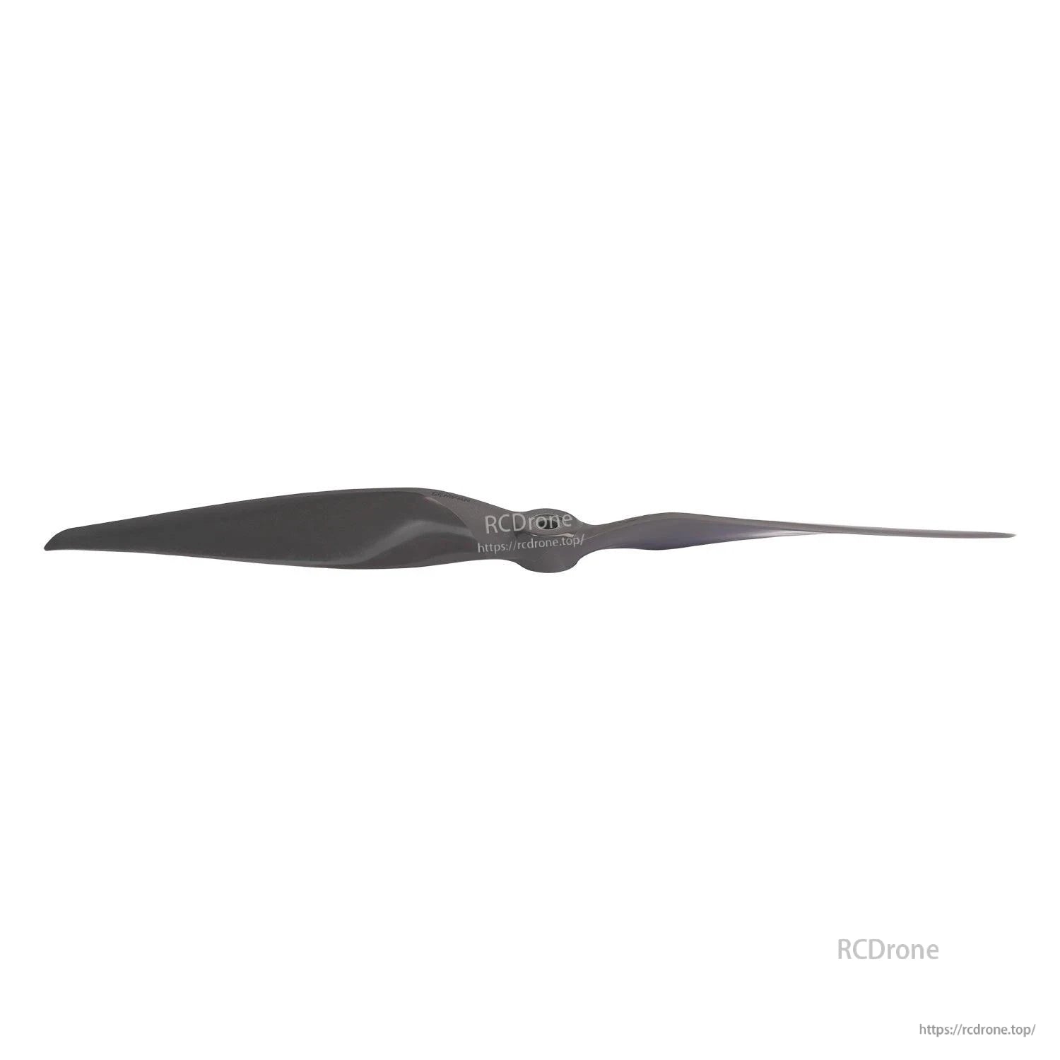 Propeller side profile with thin trailing edge and tapered tip visible
