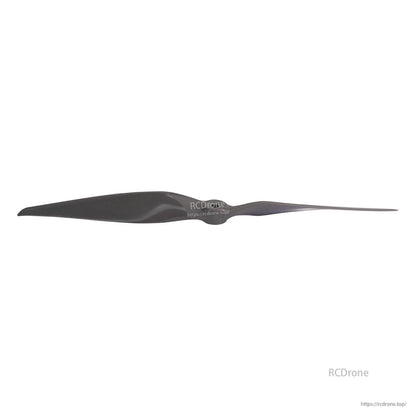 Propeller side profile with thin trailing edge and tapered tip visible