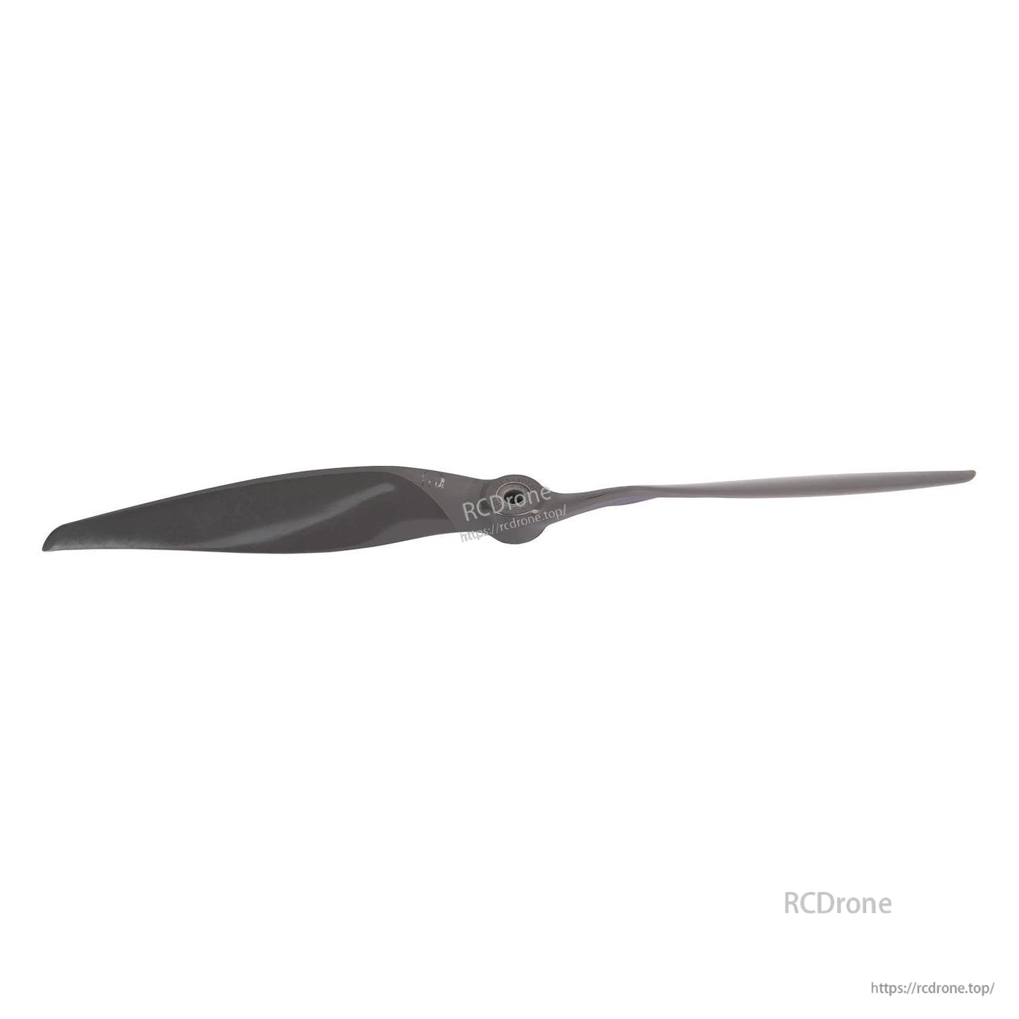 Side profile view of propeller showing pitch and airfoil thickness from hub to tip