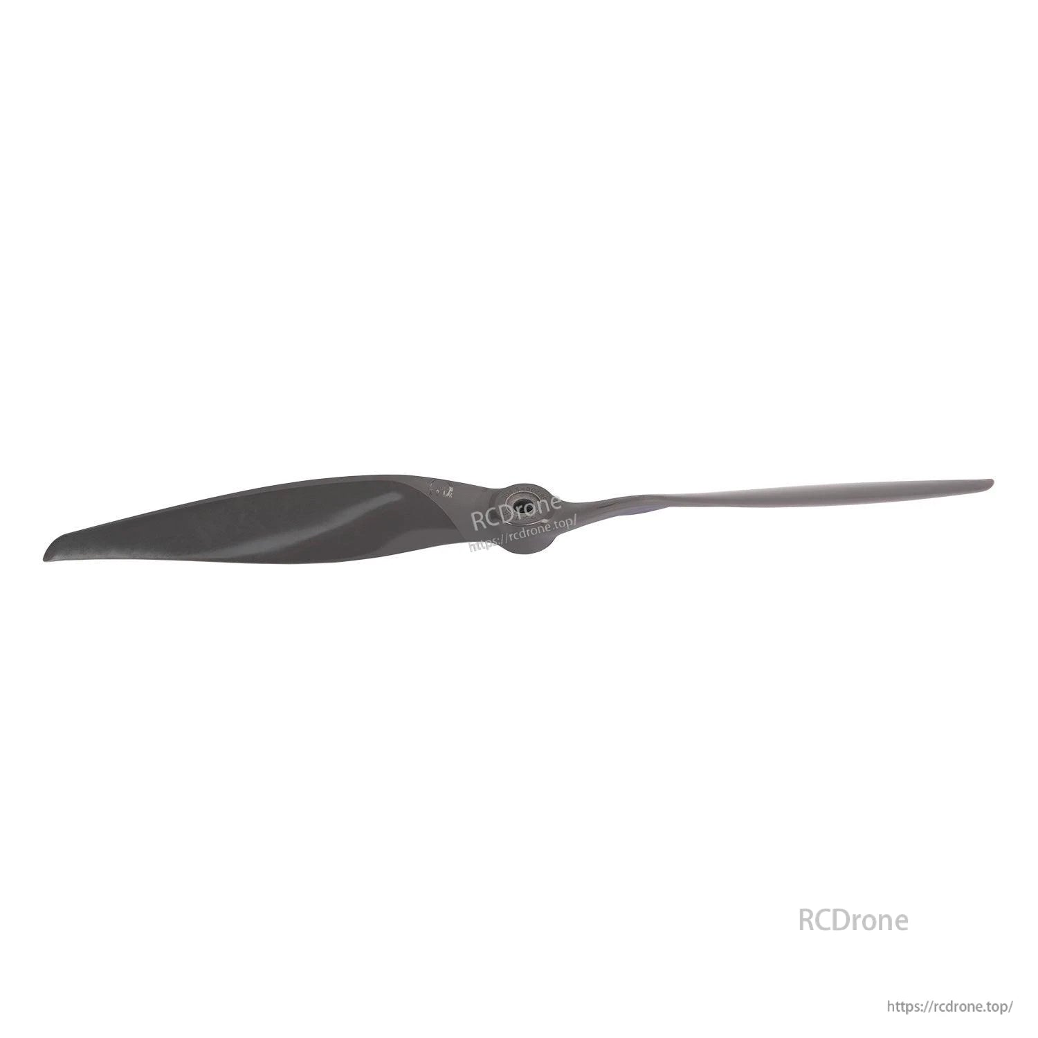 Side profile view of propeller showing pitch and airfoil thickness from hub to tip