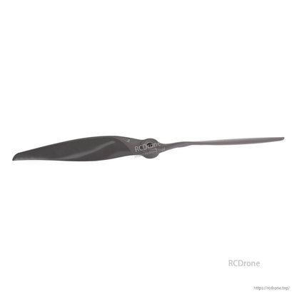 Side profile view of propeller showing pitch and airfoil thickness from hub to tip