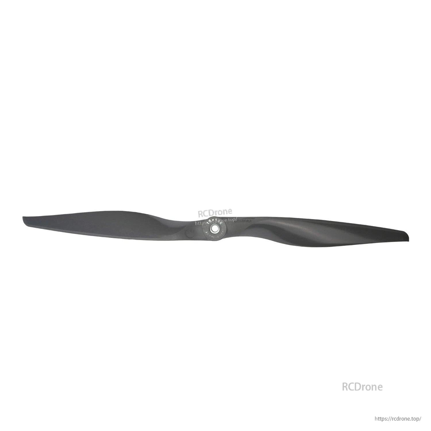 Single two-blade propeller, front view laid flat showing blade shape and center hub