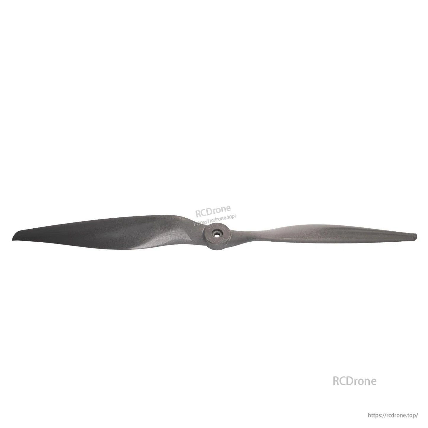 Horizontal close view of propeller with hub centered, showing glossy blade surface texture