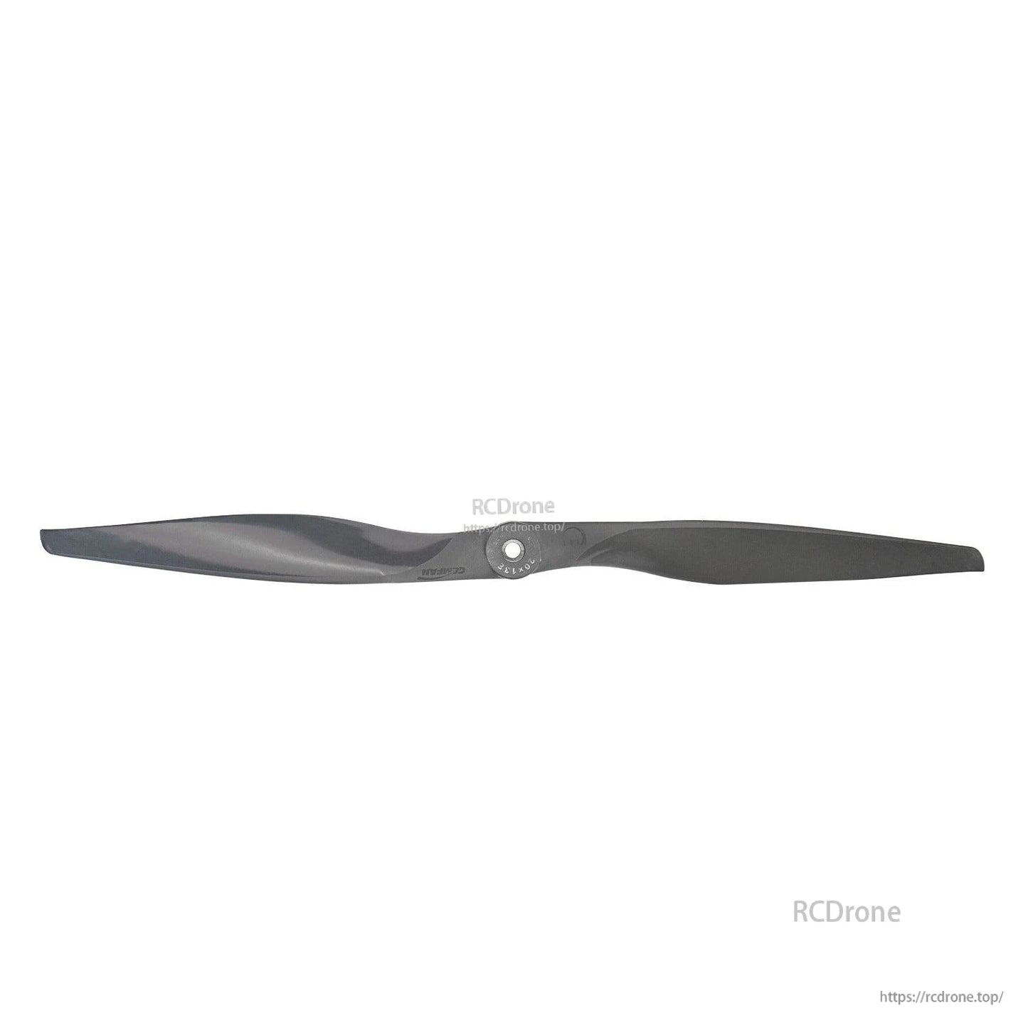 Propeller front view on white background with molded size markings near the hub