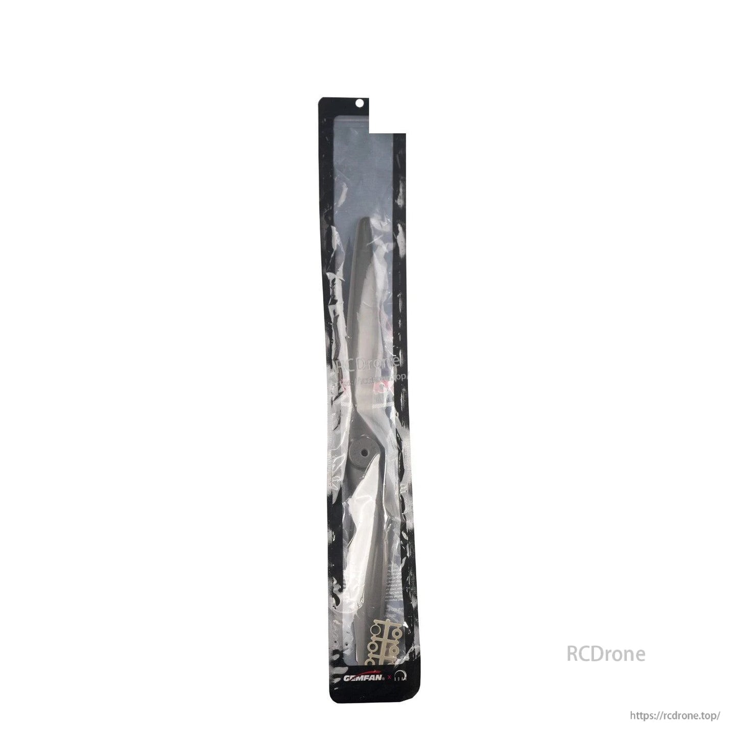 Gemfan propeller in clear retail packaging sleeve, single piece inside