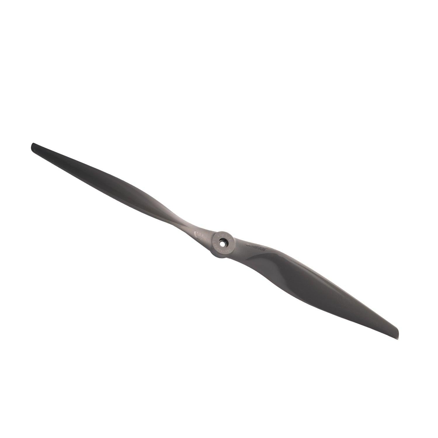 Single Gemfan VORTEX 20x13 propeller angled view showing blade twist and hub