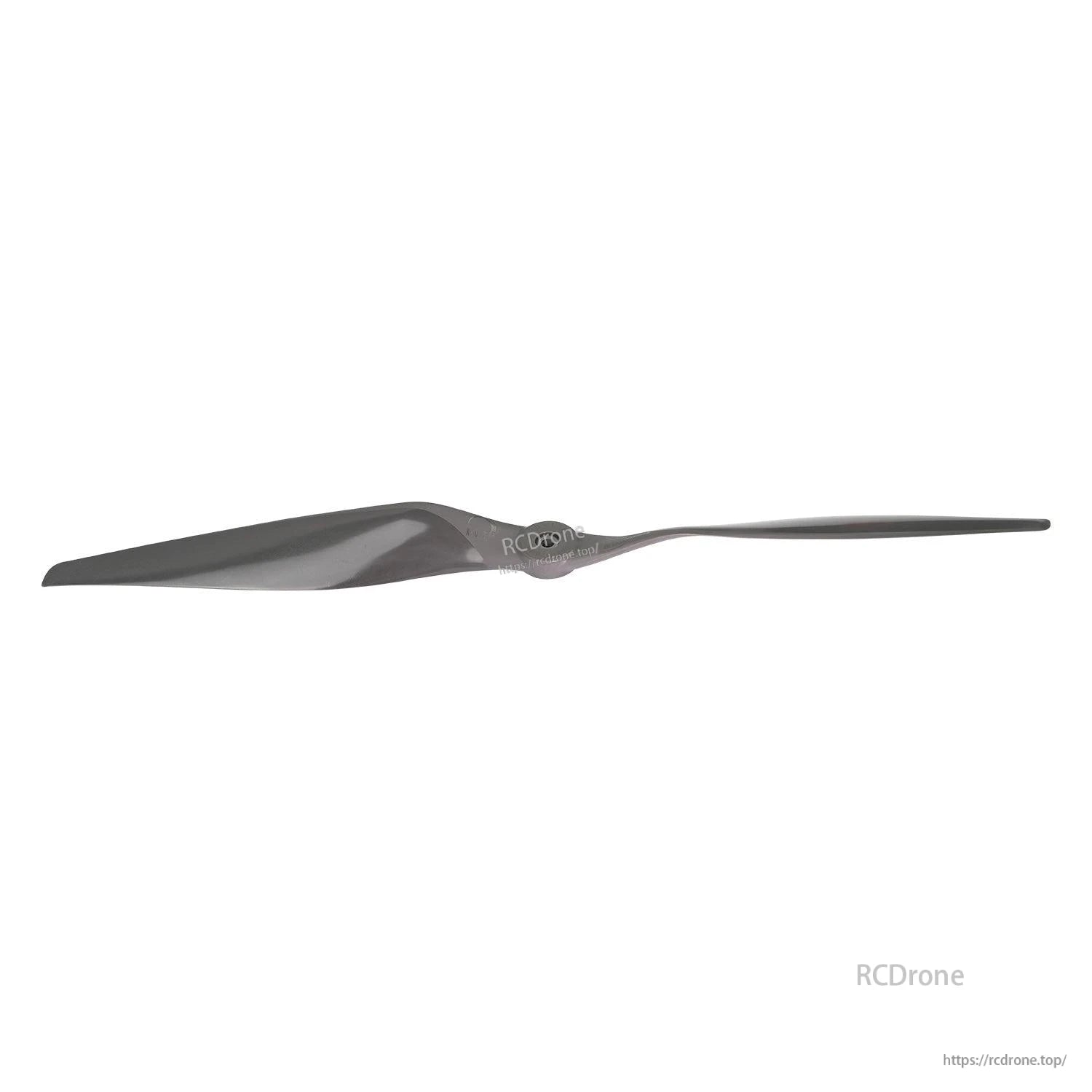 Thin edge side view of RC propeller blade showing low-profile airfoil shape