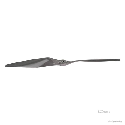 Thin edge side view of RC propeller blade showing low-profile airfoil shape