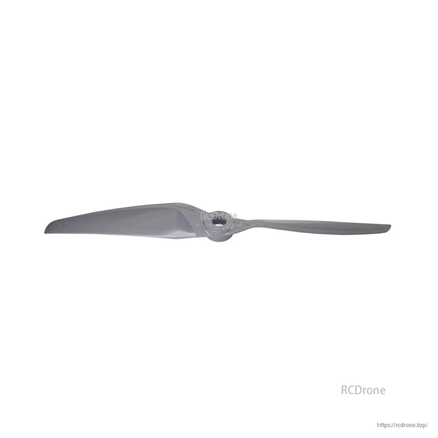 Side profile view of two-blade propeller showing blade thickness and pitch curve
