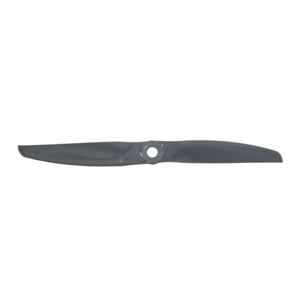 Single propeller top view centered on hub opening, dark gray two-blade design