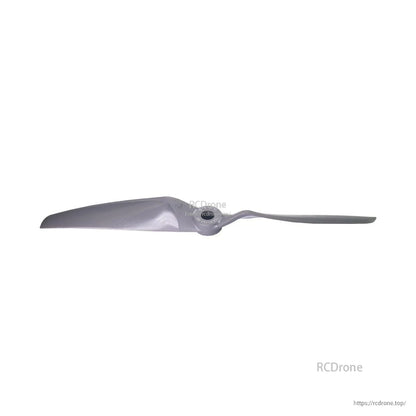 Propeller underside angle view showing curved blade profile and center hub opening