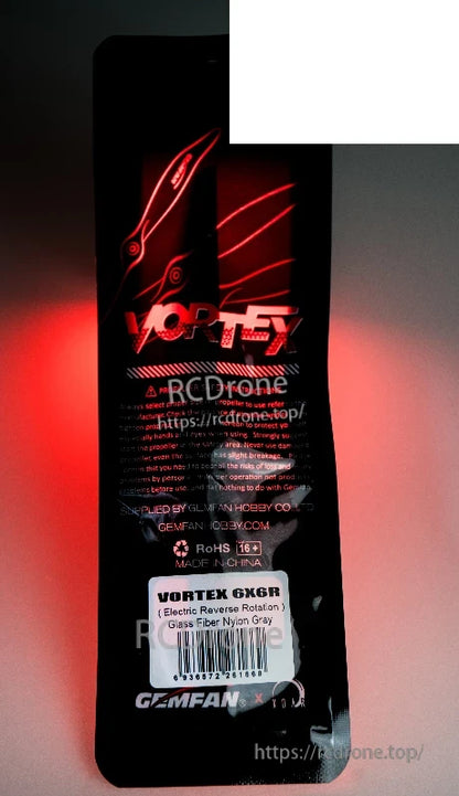 VORTEX 6X6R electric reverse rotation propeller package label, glass fiber nylon gray