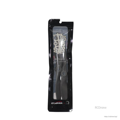 Retail packaging bag with Gemfan propellers visible inside, hanging pouch style