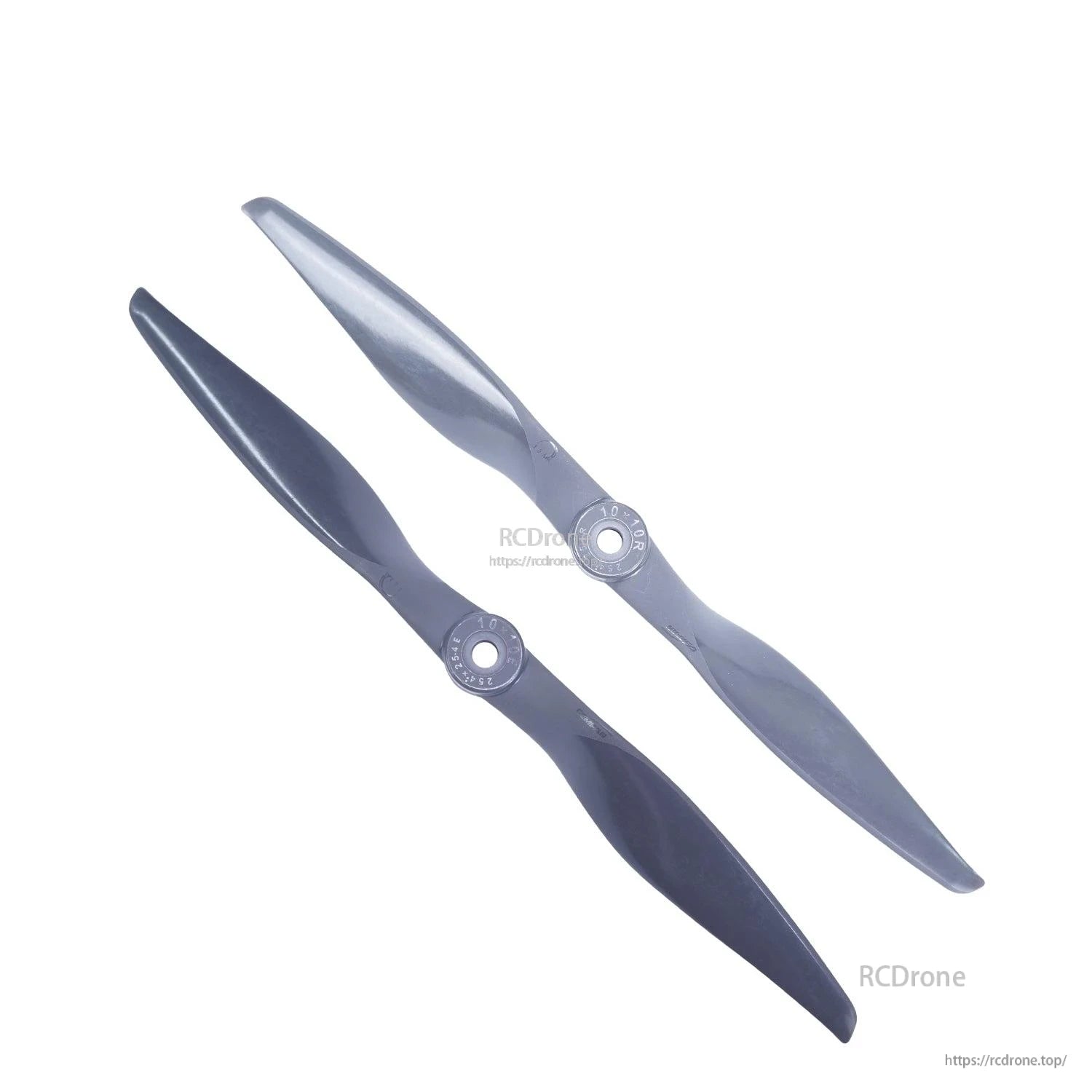 Two propellers angled view showing blade shape and hub details