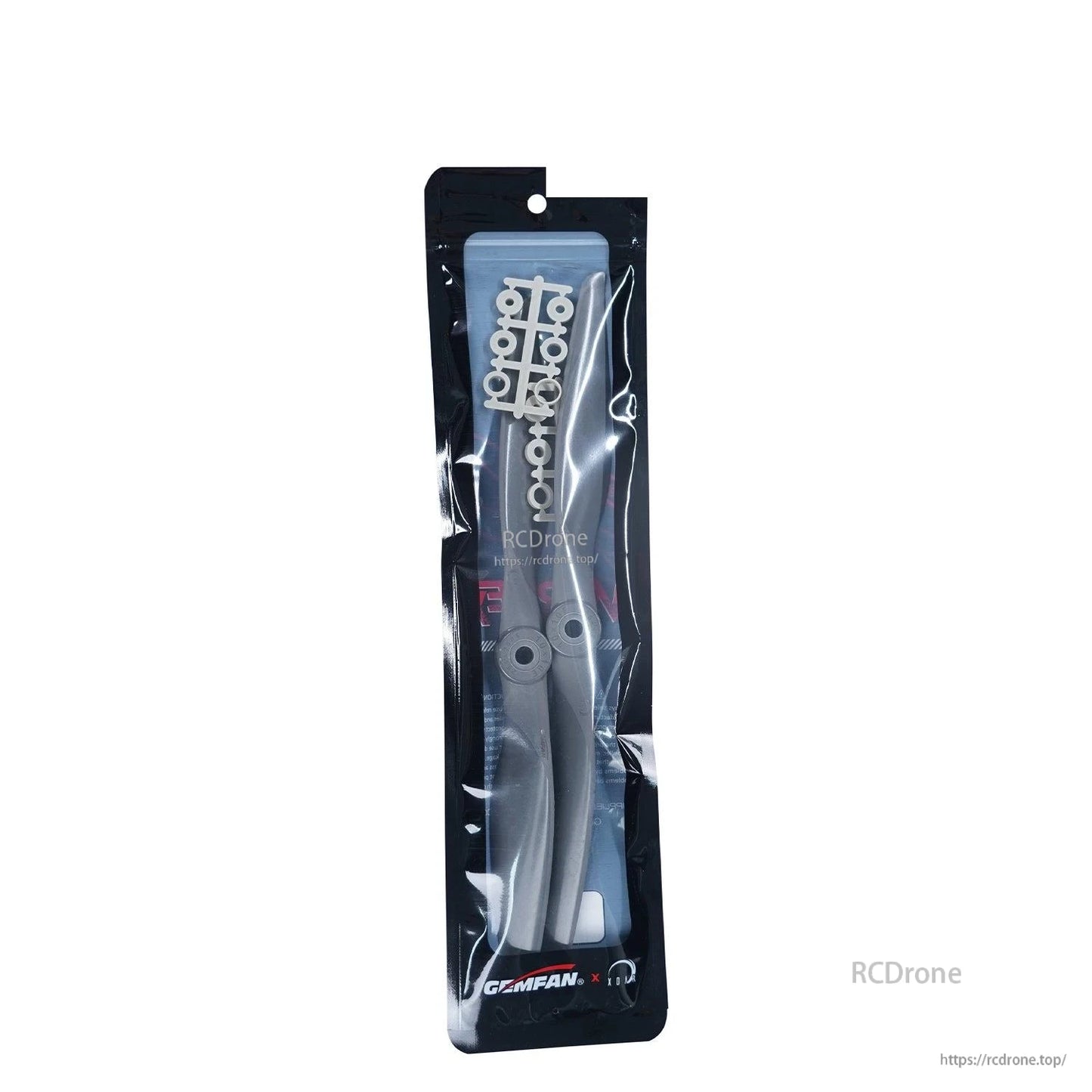 Retail package with two Gemfan Vortex propellers and accessory rings, 2pcs per bag