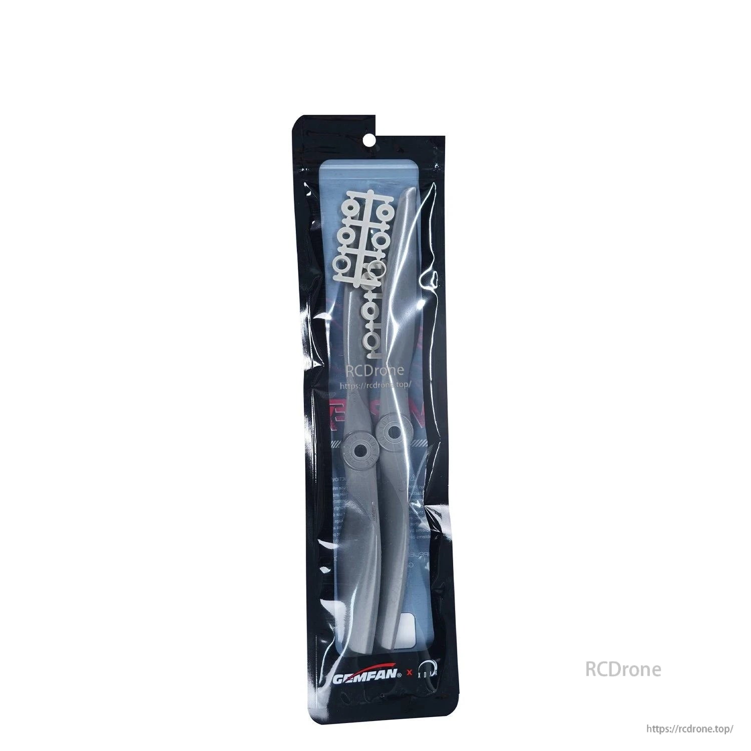 Retail package with two Gemfan Vortex propellers and accessory rings, 2pcs per bag