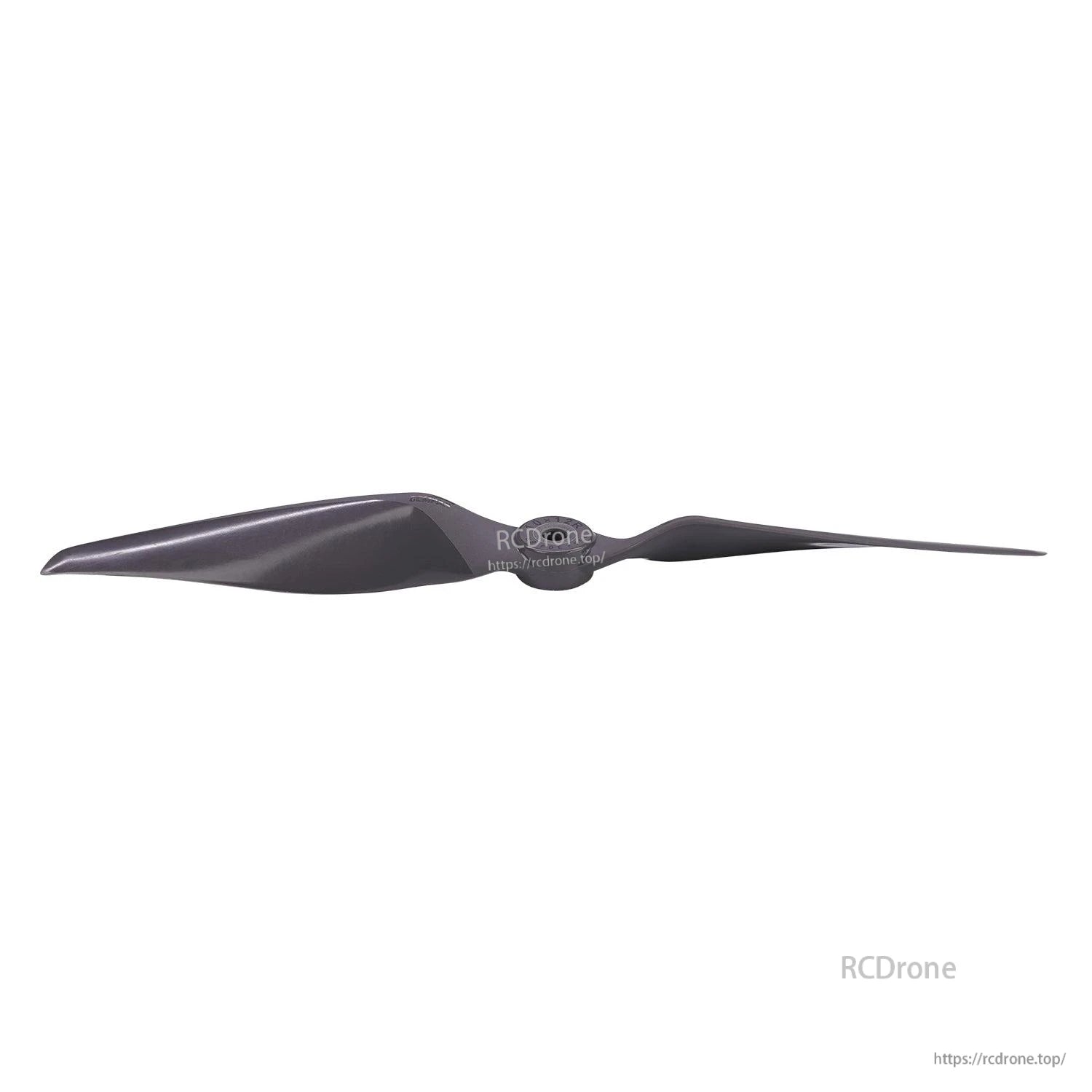 Low-angle edge-on view of propeller showing thin blade profile and center hub