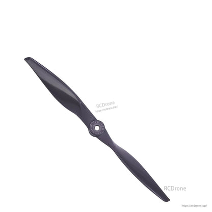 Angled propeller view highlighting two-blade geometry and center mounting hole