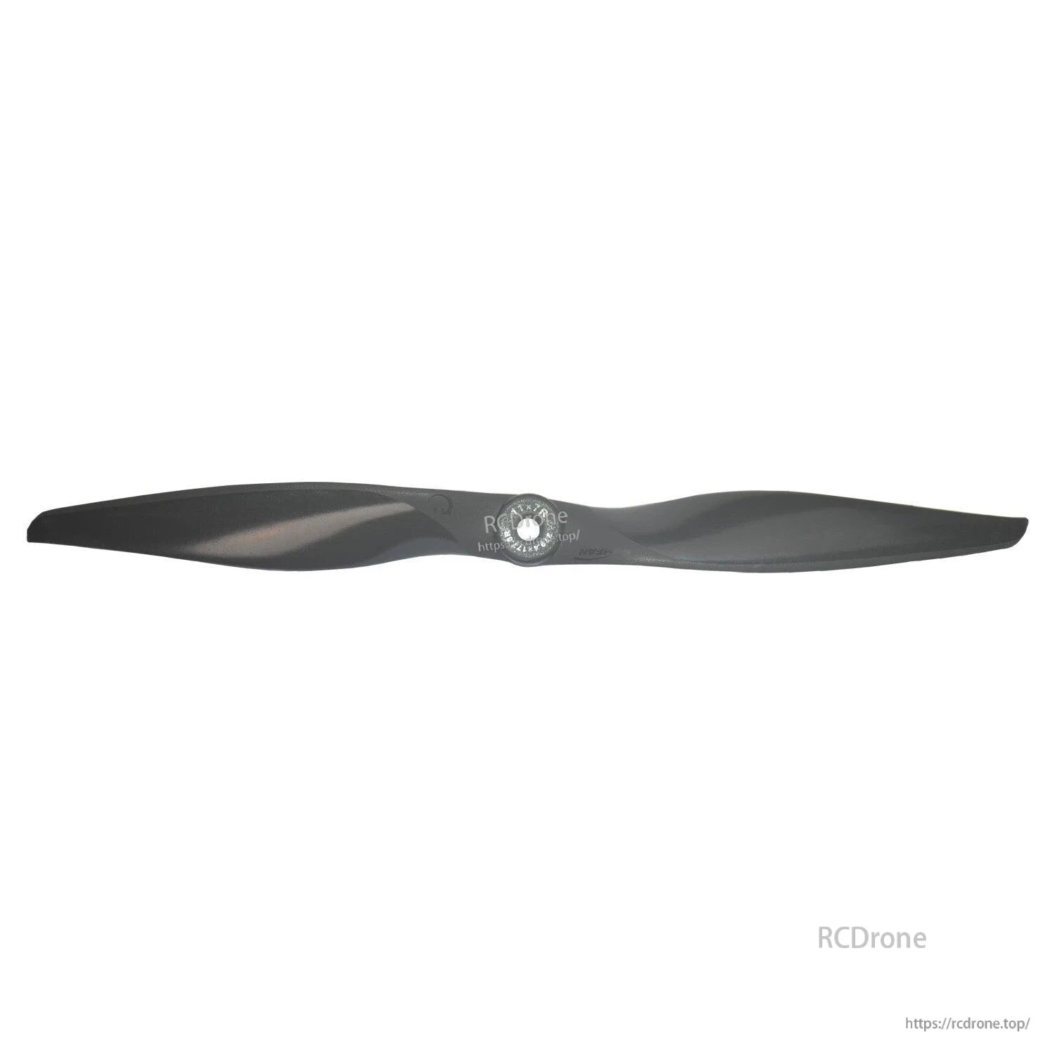 Straight-on view of the propeller with central hub and blade curvature on white background