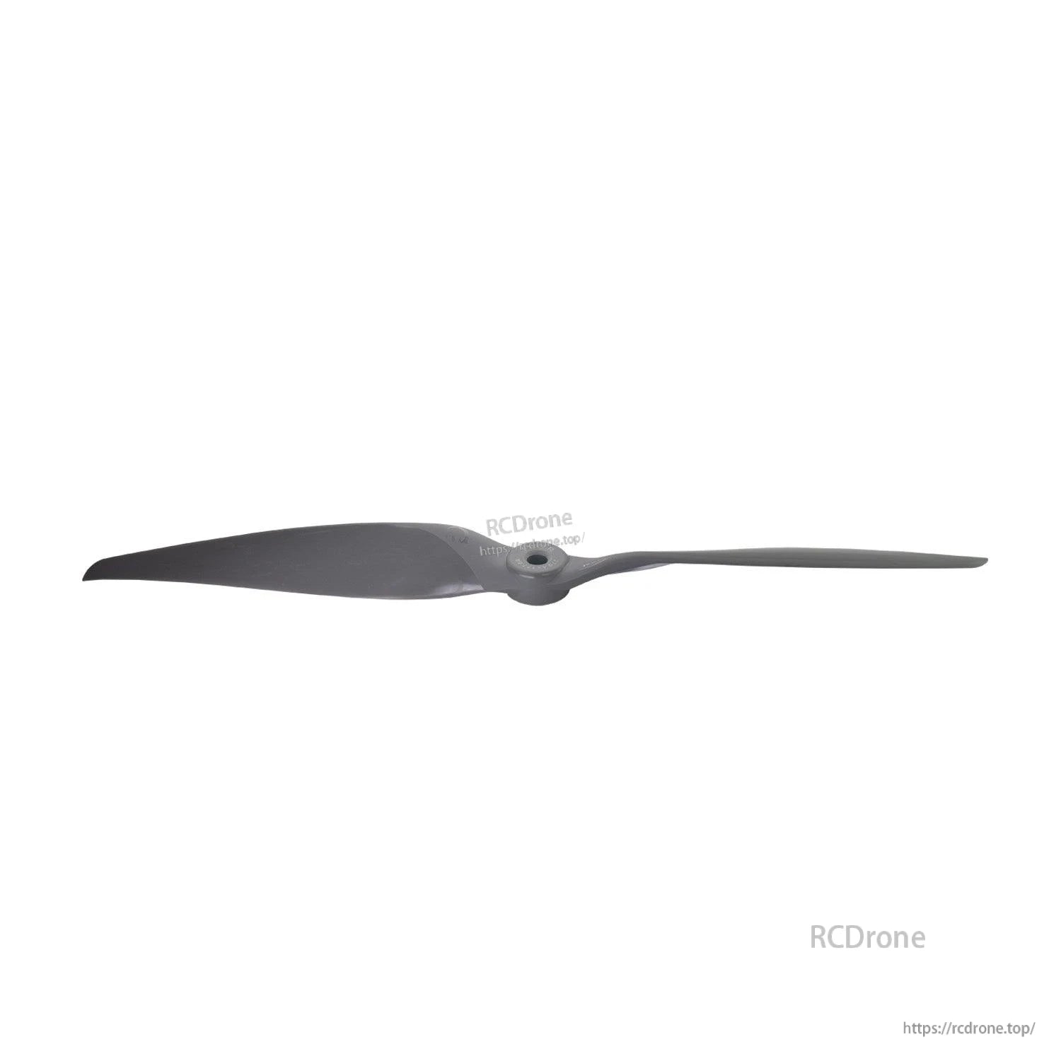 Edge-on view of propeller showing blade airfoil shape and central hub opening