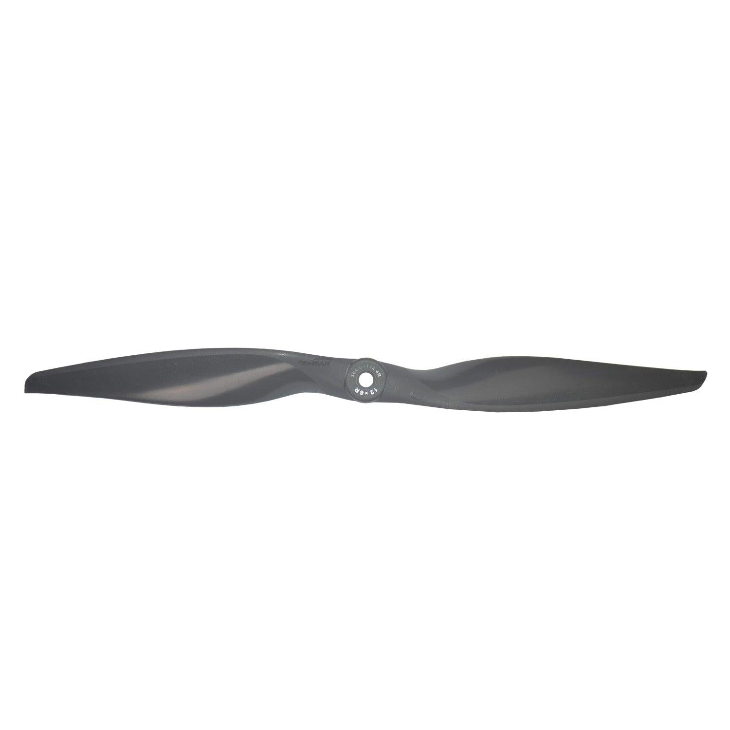 Gemfan Vortex 12x6E / 12x6R electric propeller, single blade front view on white background