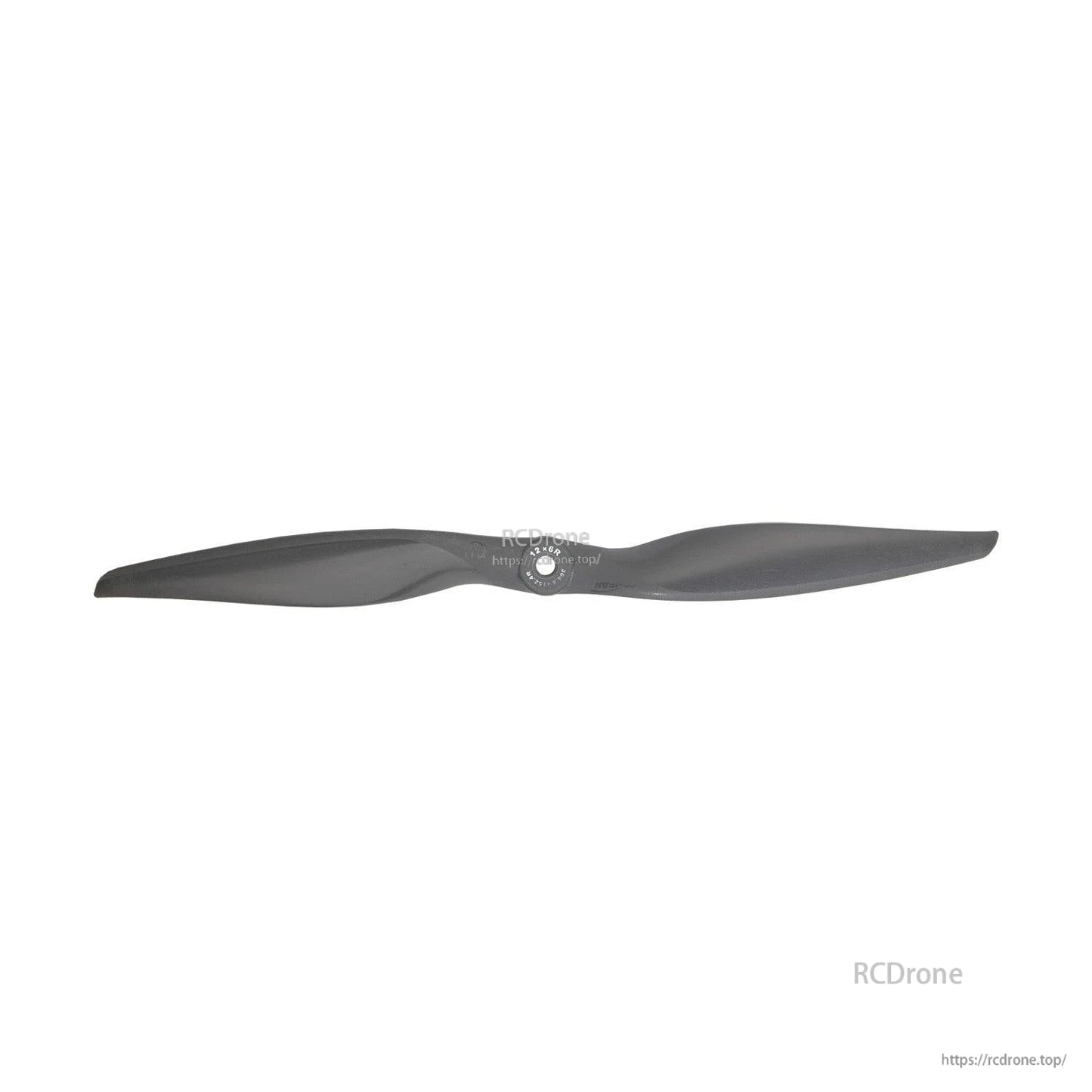 Single propeller front view with center hub detail, dark gray finish