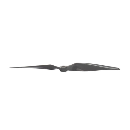Propeller side profile showing blade pitch and hub thickness on white background