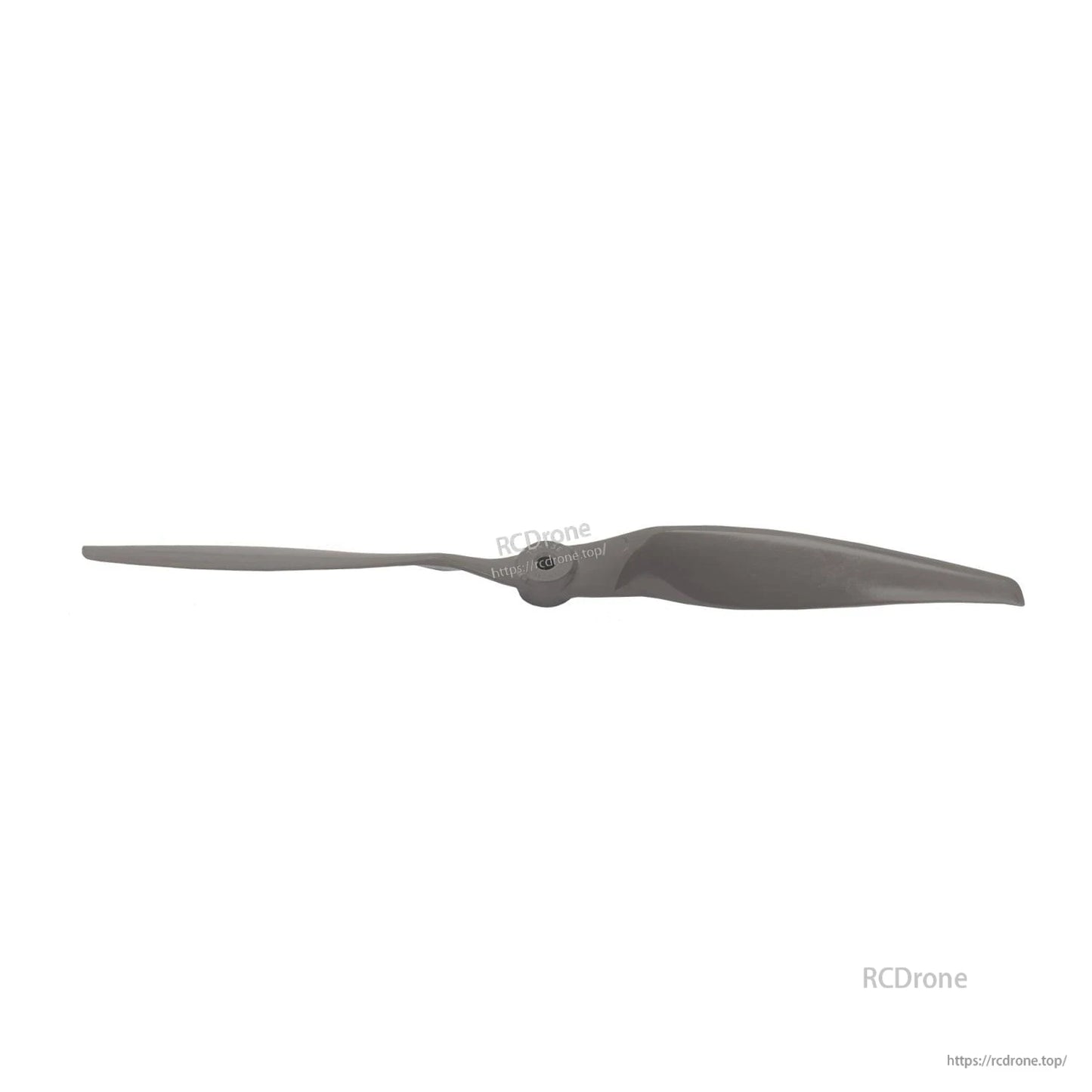 Low-angle view of propeller showing thin blade edge and central hub detail