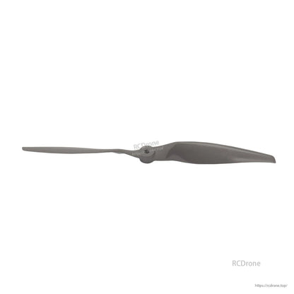 Low-angle view of propeller showing thin blade edge and central hub detail