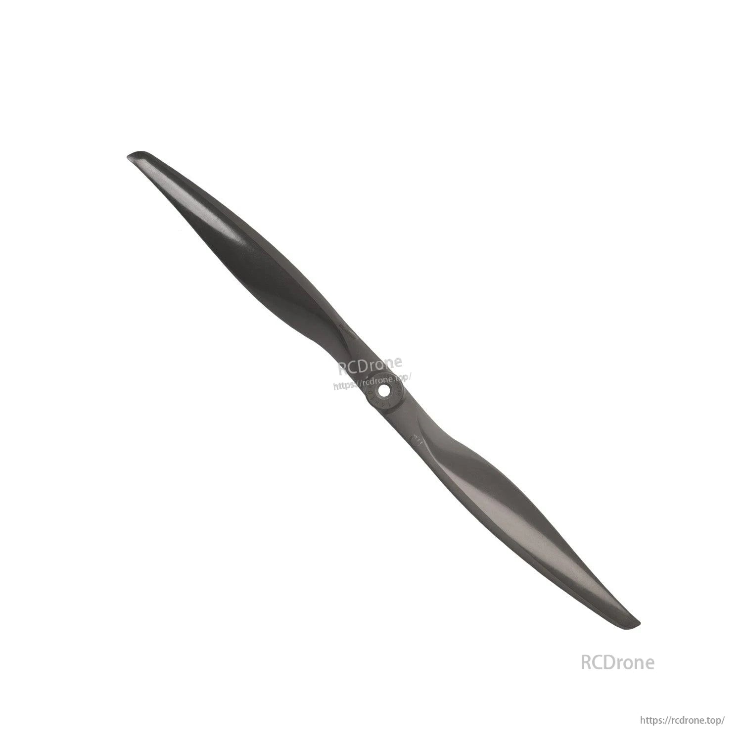 Diagonal propeller view highlighting hub bore and blade surface finish