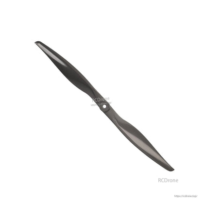 Diagonal propeller view highlighting hub bore and blade surface finish