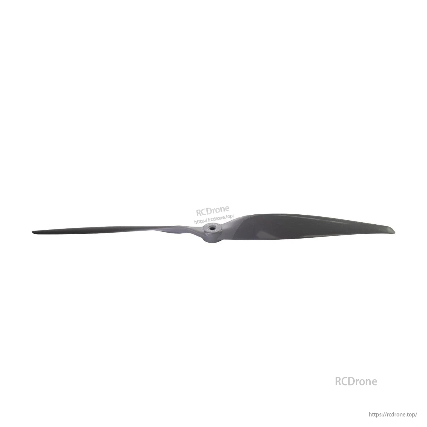 Side profile of the 15x10 propeller showing blade thickness, pitch curve, and hub height