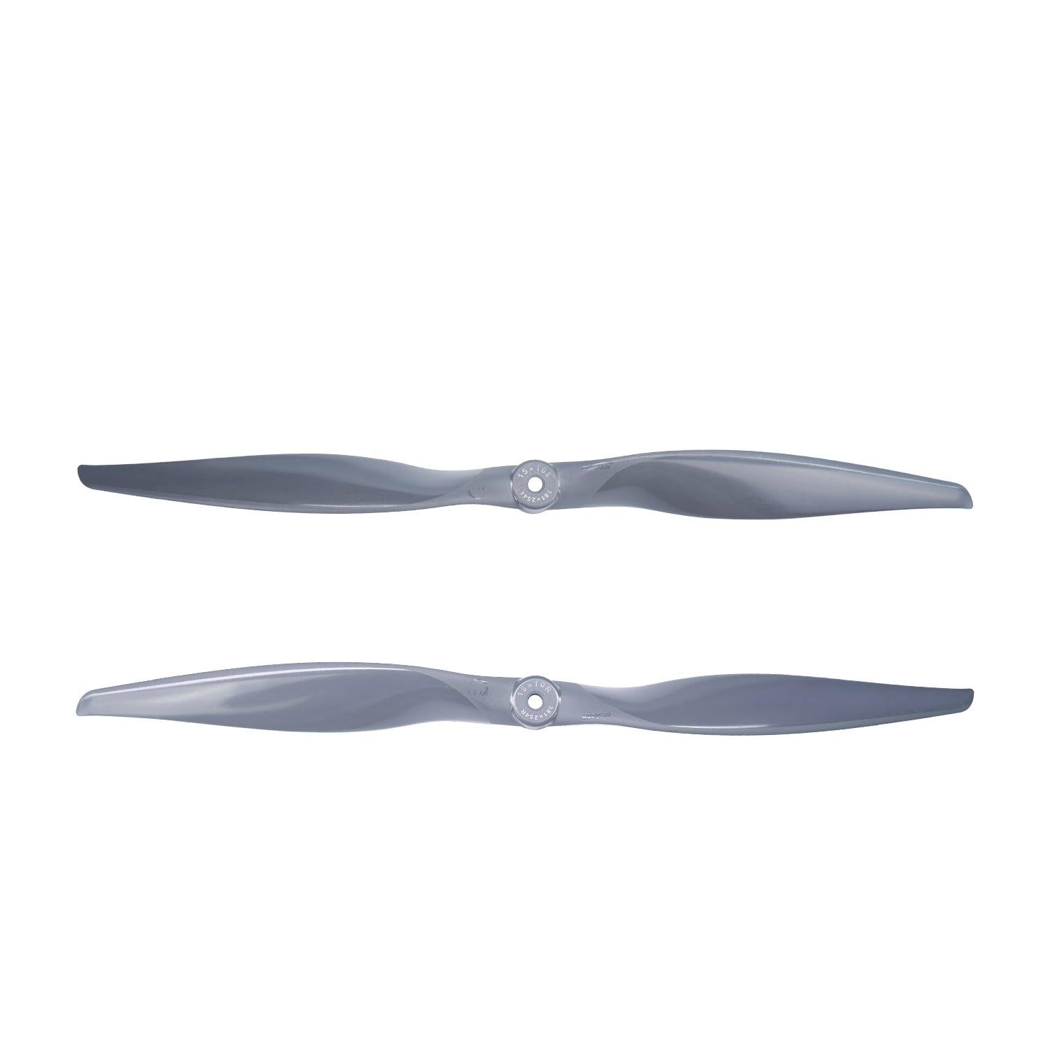Gemfan Vortex 15x10E and 15x10R propellers shown together, matching hub bore and blade profile