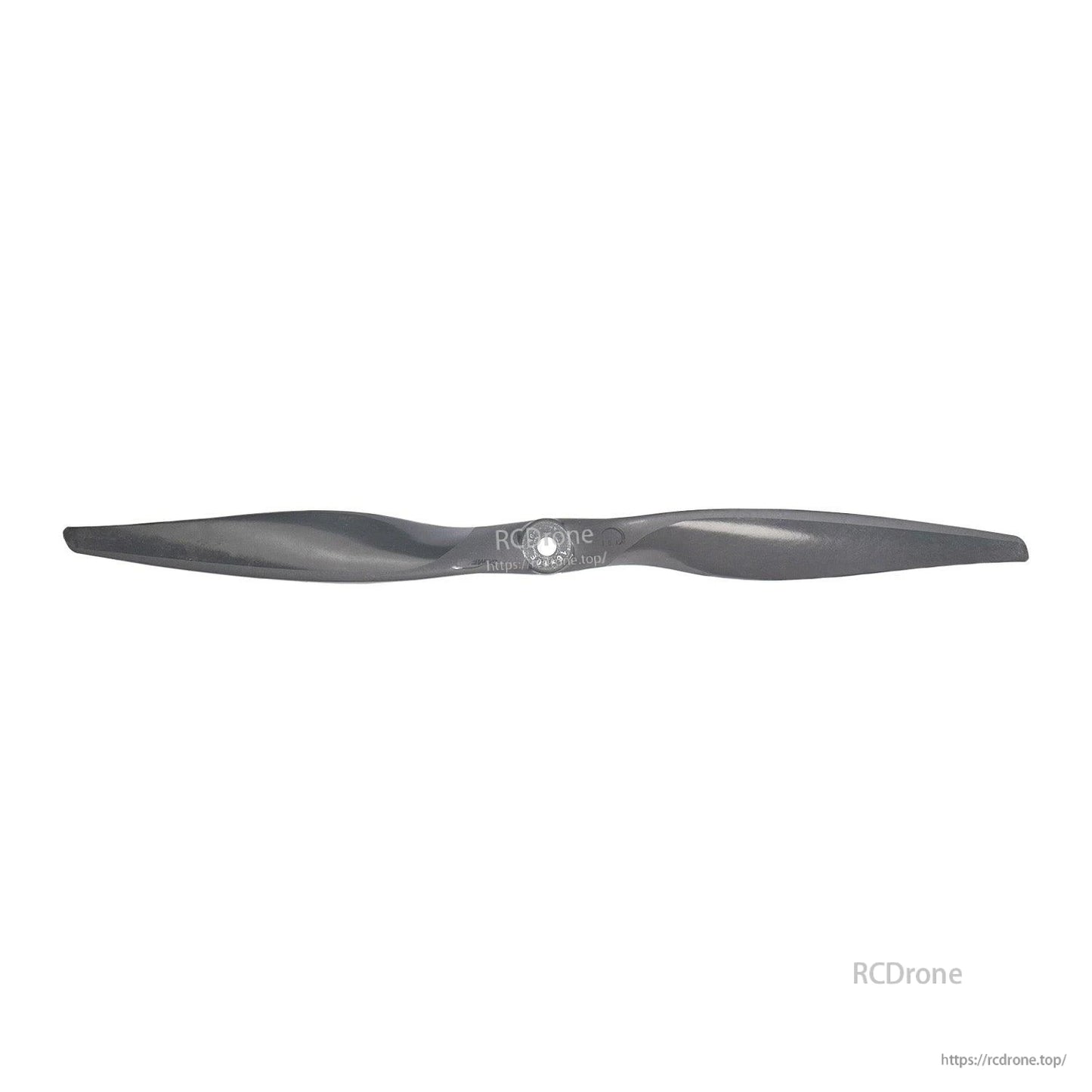 Single carbon-fiber look propeller, straight-on view with hub center hole detail