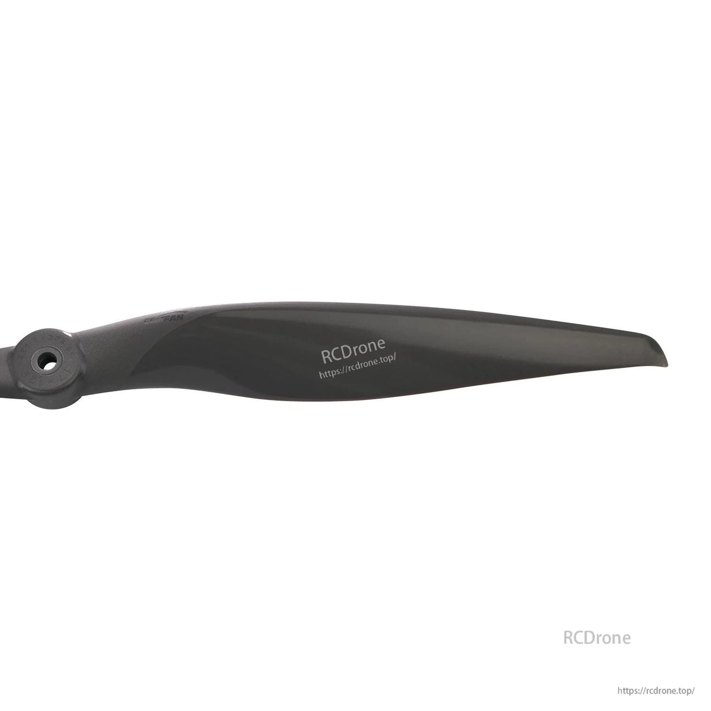 Blade close-up showing leading edge and tip profile of the two-blade propeller