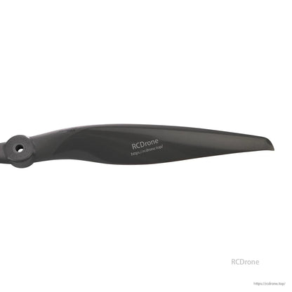 Blade close-up showing leading edge and tip profile of the two-blade propeller