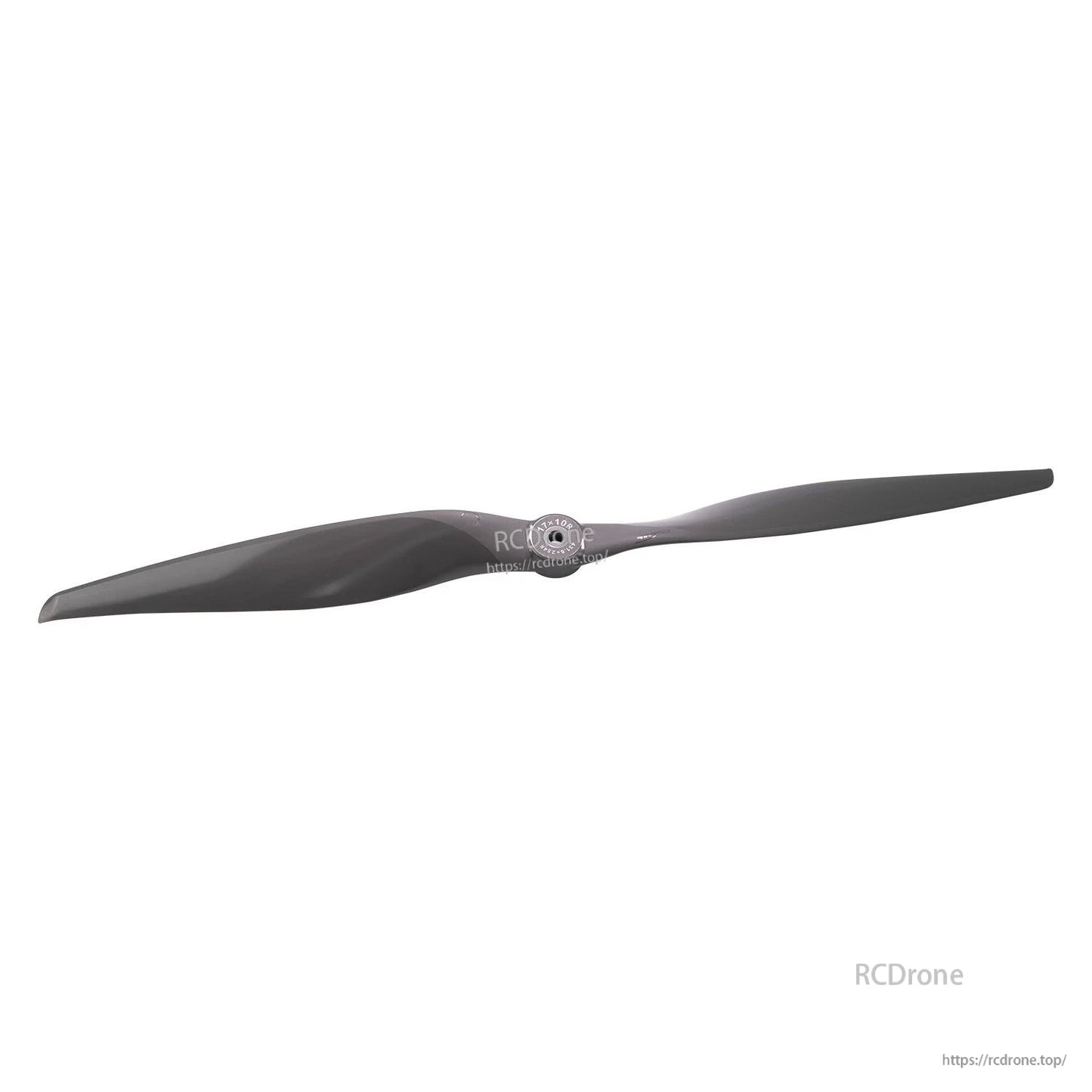 Opposite-side view of the 17x10 propeller showing blade curvature and hub from the rear
