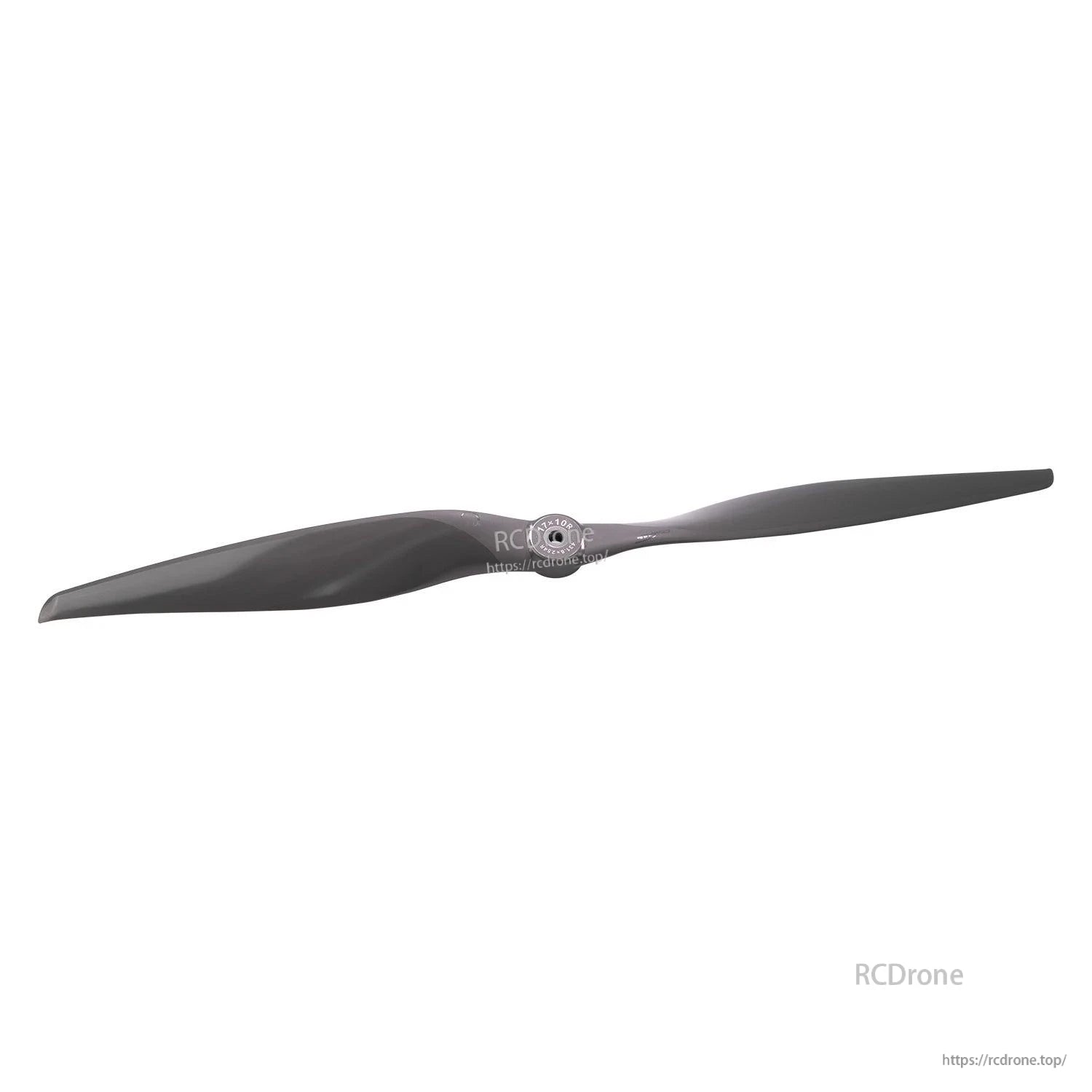 Opposite-side view of the 17x10 propeller showing blade curvature and hub from the rear
