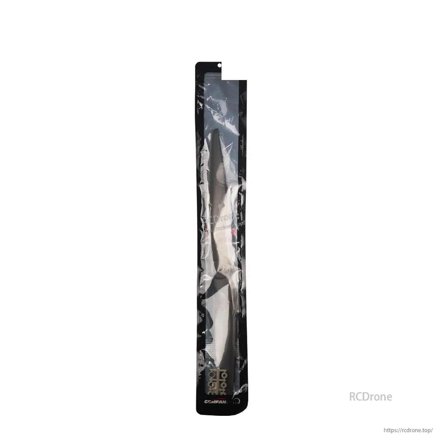 Gemfan Vortex 18x10E propeller shown in retail package sleeve