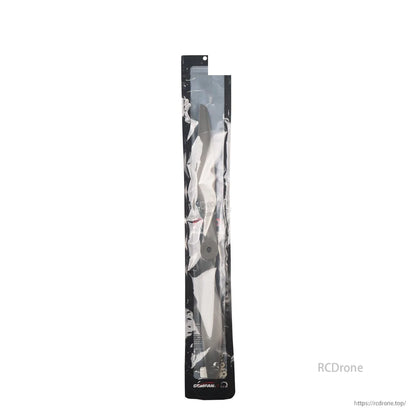 Retail package showing single dark gray Gemfan propeller sealed in long clear bag (1 piece per pack)
