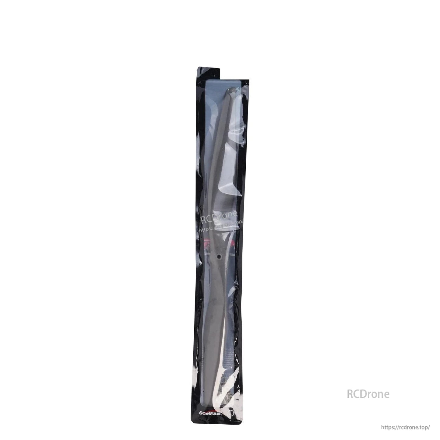 Propeller shown inside clear retail packaging sleeve, upright pack view