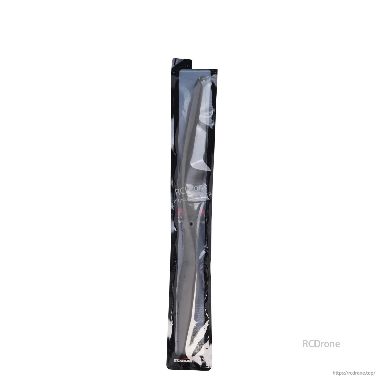Propeller shown inside clear retail packaging sleeve, upright pack view