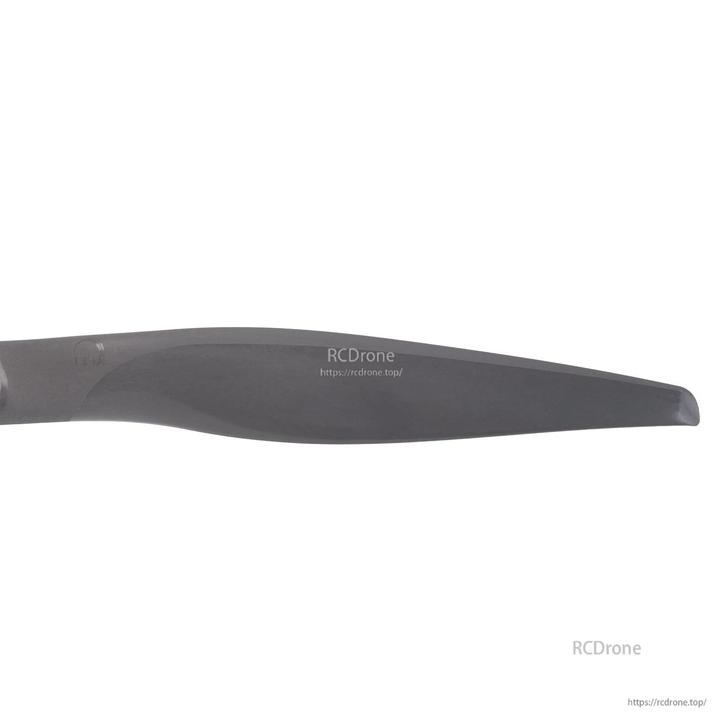 Close-up of propeller blade tip and leading edge, black glass-fiber nylon look