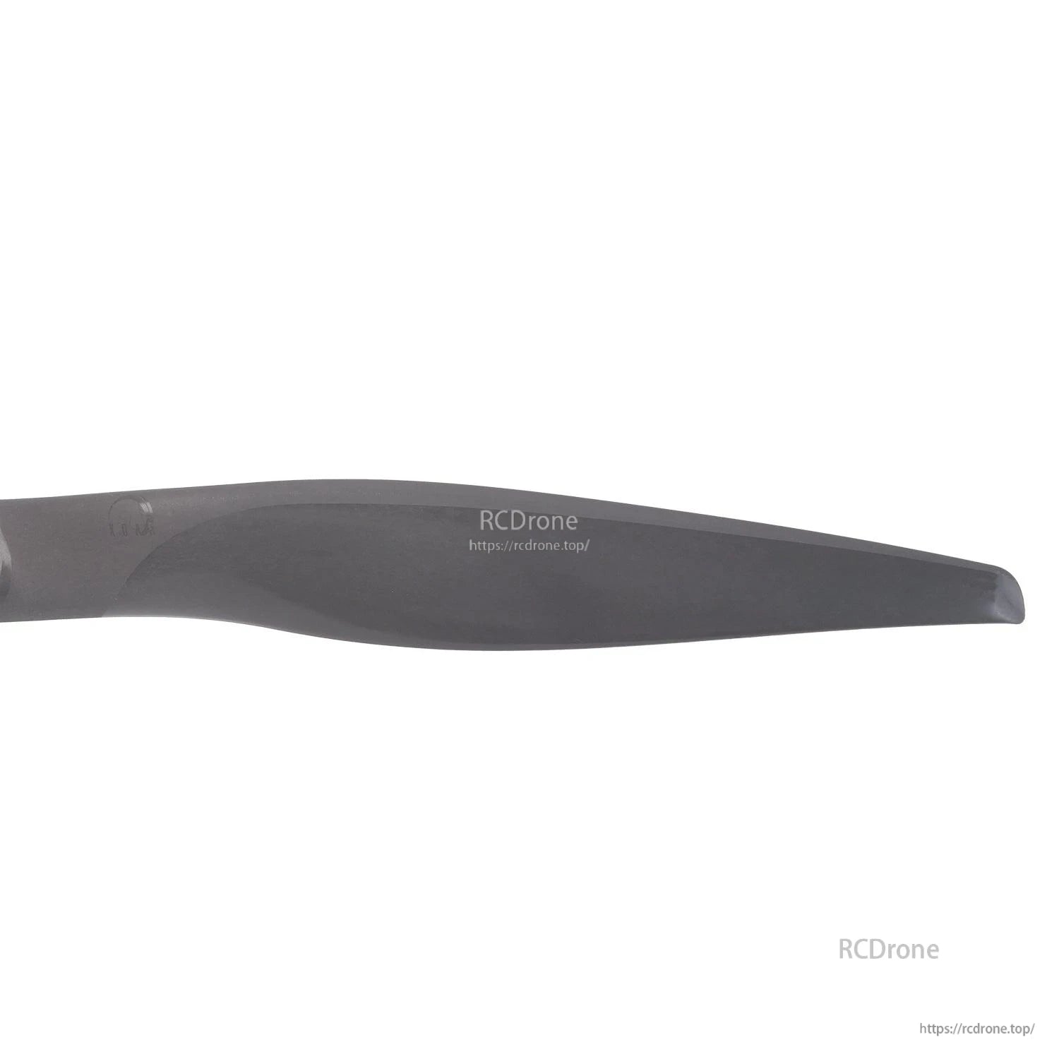 Close-up of propeller blade tip and leading edge, black glass-fiber nylon look