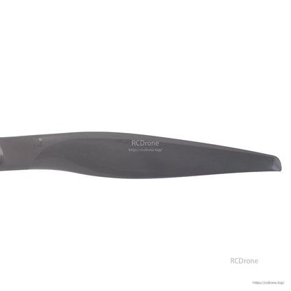 Close-up of propeller blade tip and leading edge, black glass-fiber nylon look