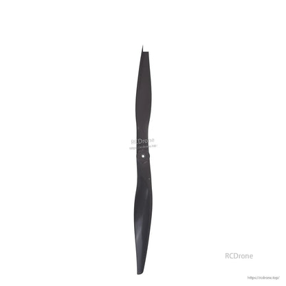 Vertical product view of two-blade propeller centered on hub, black finish