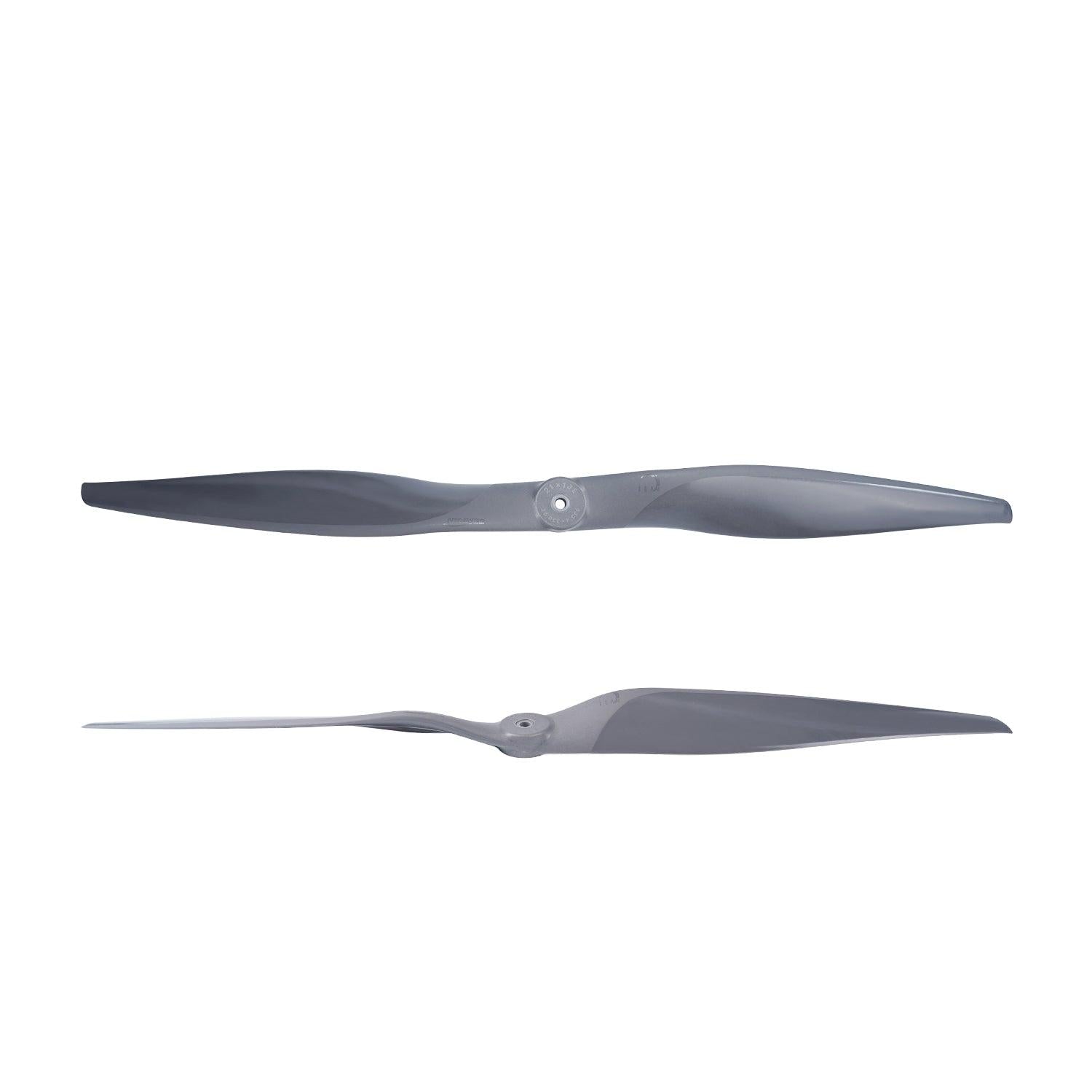 Gemfan Vortex 21x13E electric propeller, top view and side profile showing blade pitch