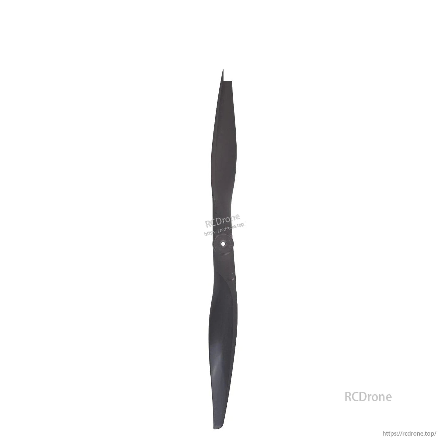 Edge-on front view of two-blade propeller showing blade thickness and center hub